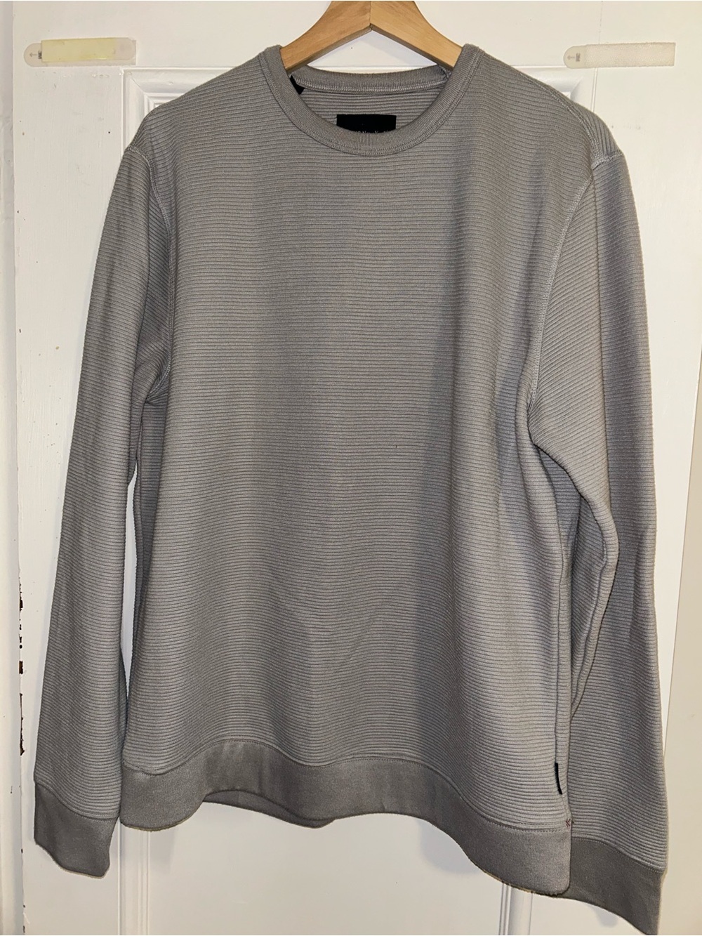 Men's Crewneck Waffle-Knit Sweatshirt - Gray